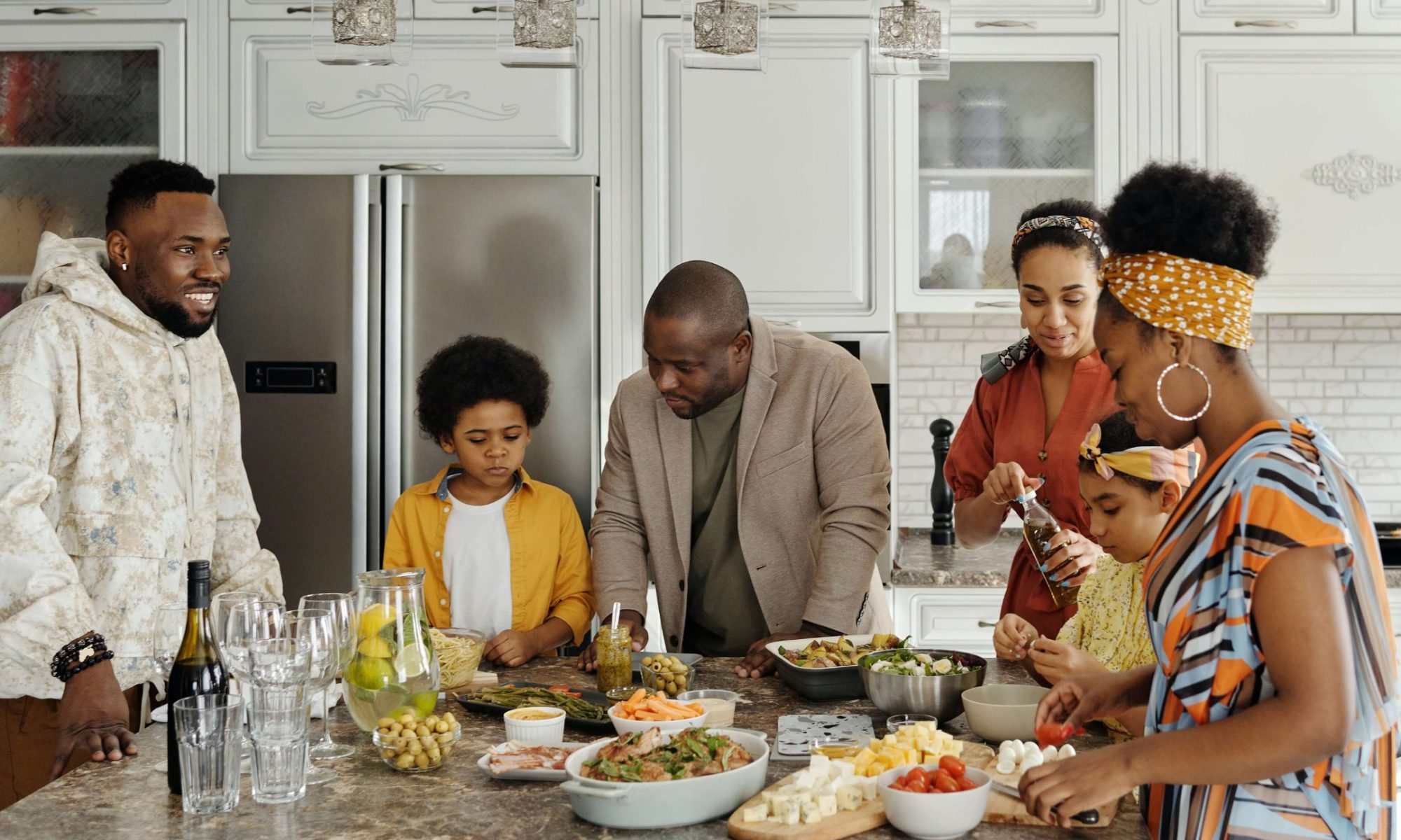 An African family having a meal together